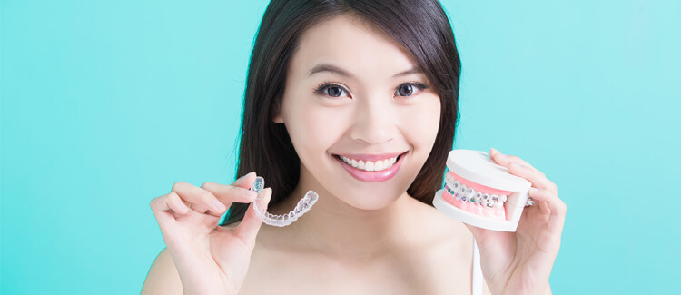 Woman making choice different braces